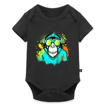 DJ Monkey Music Party Fun Sunglasses Dance Party M - Baby Premium short-sleeve bodysuit - black - Front