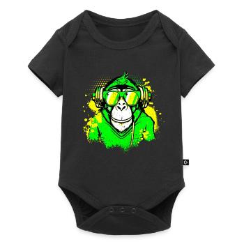 DJ Monkey Music Party Fun Sunglasses Dance Party M - Baby Premium short-sleeve bodysuit - black - Front
