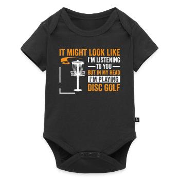 Disc Golf - Mais dans ma tête, je joue au disc gol - Body à manches courtes Premium Bébé - noir - Devant