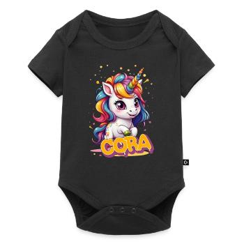 CORA - Beautiful girl name with cute unicorn - Baby Premium short-sleeve bodysuit - black - Front