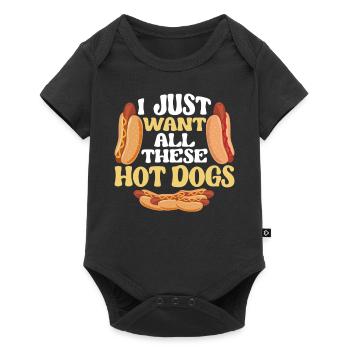 Hot Dog Adult I Just Want All - Baby Premium Kurzarmbody - Schwarz - Vorne