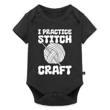 I Practice Stitch Craft Stricker - Baby Premium Kurzarmbody - Schwarz - Vorne