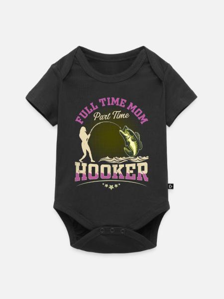 Vollzeit Mama Teilzeit Hook - Baby Premium Kurzarmbody - Schwarz