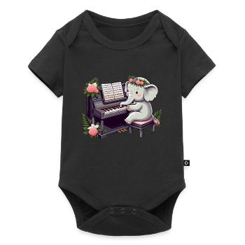 Éléphant au piano - Body à manches courtes Premium Bébé - noir - Devant