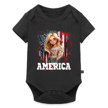 Patriotisches Amerikanisches Mädchen USA für - Baby Premium Kurzarmbody - Schwarz - Vorne
