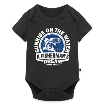 Sonnenaufgang auf dem Wasser, der Traum eines jeden Fischers wird wahr - Baby Premium Kurzarmbody - Schwarz - Vorne