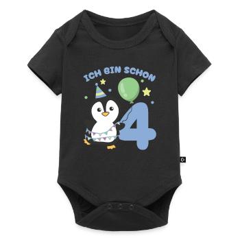 J’ai déjà 4 enfants d’anniversaire de pingouins - Body à manches courtes Premium Bébé - noir - Devant