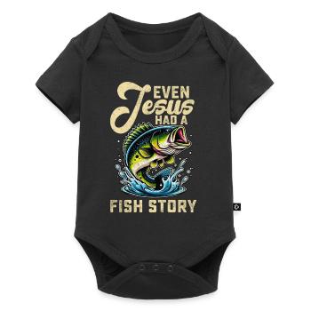 Sogar Jesus hatte eine Fischgeschichte - Baby Premium Kurzarmbody - Schwarz - Vorne
