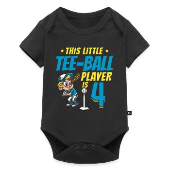 Tee-ball player Party 4th Birthday Tee-ball player - Baby Premium Kurzarmbody - Schwarz - Vorne