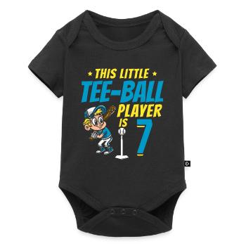 Joueur de tee-ball Fête 7ème anniversaire Joueur de tee-ball - Body à manches courtes Premium Bébé - noir - Devant