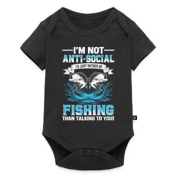 I'm not anti-social I'd just rather be fishing - Baby Premium short-sleeve bodysuit - black - Front