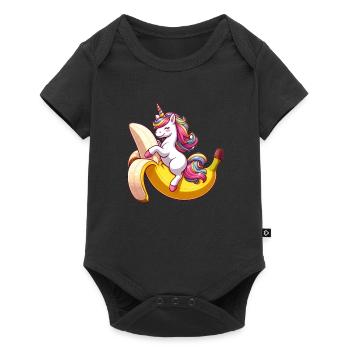 Unicorn on banana - Baby Premium short-sleeve bodysuit - black - Front
