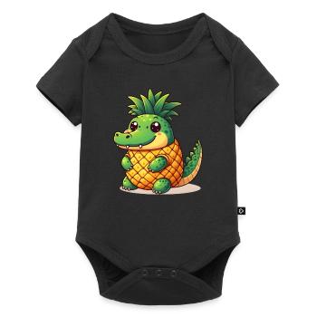 Pineapple Crocodile - Baby Premium short-sleeve bodysuit - black - Front