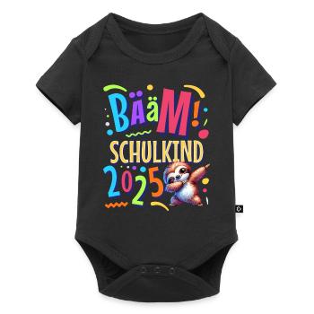 Bääm Schulkind 2025 Dabbing Faultier - Baby Premium Kurzarmbody - Schwarz - Vorne