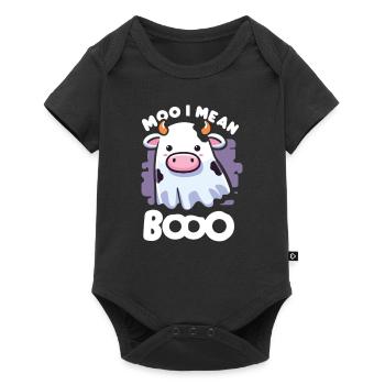 Moo Je veux dire Boo Mignon Kawaii Halloween Vache Fantôme - Body à manches courtes Premium Bébé - noir - Devant