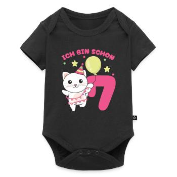 J’ai déjà 7 chats d’anniversaire - Body à manches courtes Premium Bébé - noir - Devant