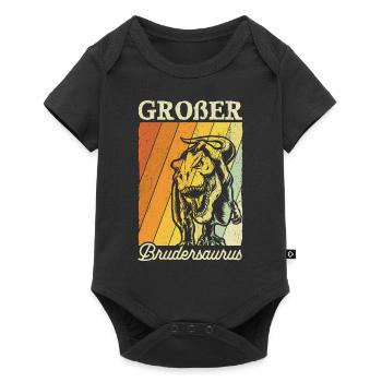 Großer Bruder Geschenk Brudersaurus T Rex Dino Bru - Baby Premium Kurzarmbody - Schwarz - Vorne