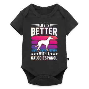 Life is better with a Galgo Espanol - Baby Premium short-sleeve bodysuit - black - Front