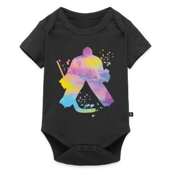 Eishockeyspieler Jungen Eishockey - Baby Premium Kurzarmbody - Schwarz - Vorne