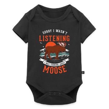 Moose Gift Elk Antlers Scandinavia - Baby Premium short-sleeve bodysuit - black - Front