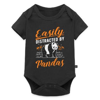 Easily distracted by Pandas - Baby Premium Kurzarmbody - Schwarz - Vorne