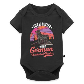 Das Leben ist besser mit einem Deutsch Drahthaar - Baby Premium Kurzarmbody - Schwarz - Vorne