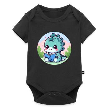 Reading dinosaur - Baby Premium short-sleeve bodysuit - black - Front