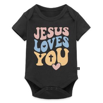Jesus Christ God Loves You Loves You Bible Verse - Baby Premium short-sleeve bodysuit - black - Front