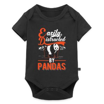 Easily distracted by Pandas - Baby Premium Kurzarmbody - Schwarz - Vorne