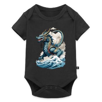 Vintage Ukiyo-E Art Japanese Dragon Design - Baby Premium short-sleeve bodysuit - black - Front