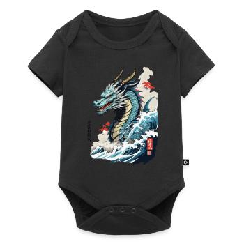 Vintage Ukiyo-E Art Japanese Dragon with Kanji - Baby Premium short-sleeve bodysuit - black - Front