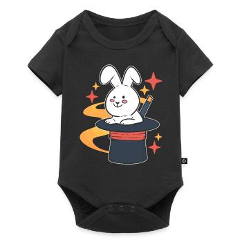 Hut mit Zauberstab und Kaninchen Magier - Baby Premium Kurzarmbody - Schwarz - Vorne