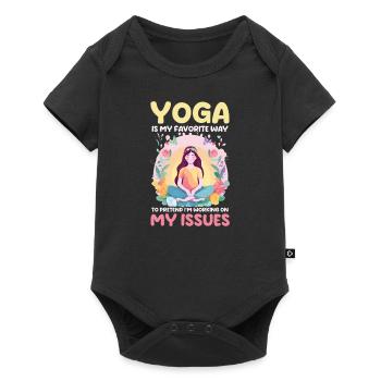Drôle d’amateur de yoga fait semblant de travailler sur mes problèmes - Body à manches courtes Premium Bébé - noir - Devant