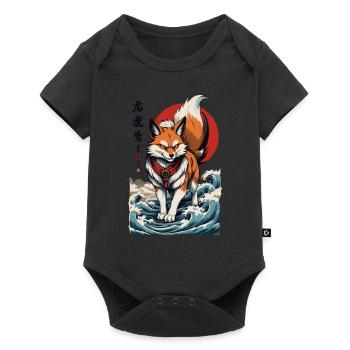 Vintage Ukiyo-E Style Kawaii Fox Spirit Japan - Baby Premium short-sleeve bodysuit - black - Front