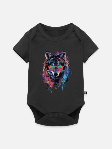 Wolf - Baby Premium Kurzarmbody - Schwarz