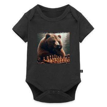 Ours jouant aux échecs - Body à manches courtes Premium Bébé - noir - Devant