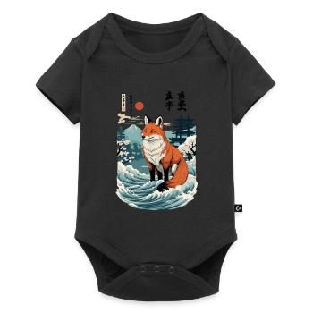 Ukiyo-E Art Style Japanese Kitsune Fox Ghost - Baby Premium short-sleeve bodysuit - black - Front