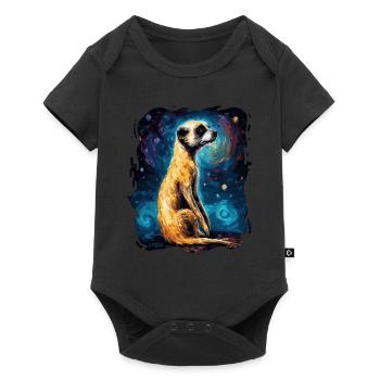 The sky is starry and a meerkat - Baby Premium short-sleeve bodysuit - black - Front