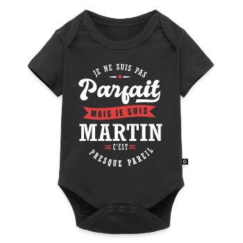 Martin Parfait Cadeau prenom martin - Body à manches courtes Premium Bébé - noir - Devant