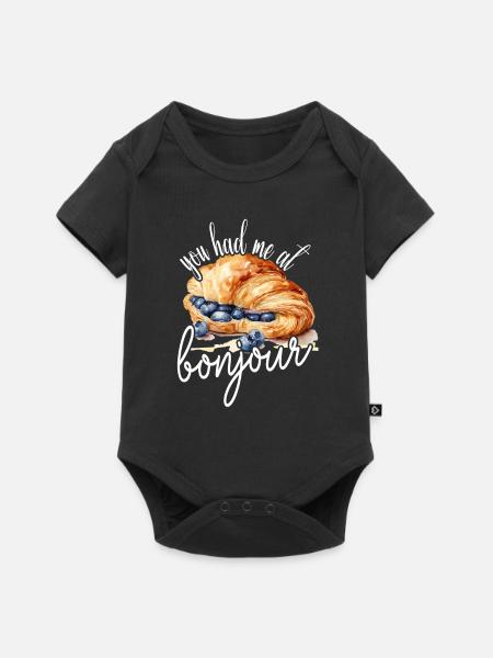 You Had Me At Bonjour Croissant Blueberries - Baby Premium Kurzarmbody - Schwarz