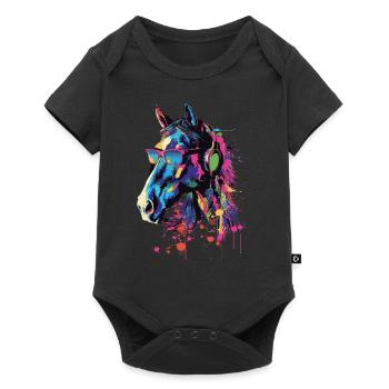 Pferd - Baby Premium Kurzarmbody - Schwarz - Vorne