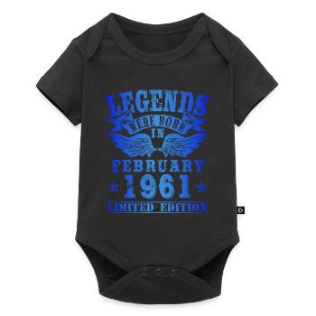 Legends were born in February 1961 Birthday - Baby Premium short-sleeve bodysuit - black - Front