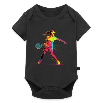 Tennis Girls Retrowave - Baby Premium short-sleeve bodysuit - black - Front