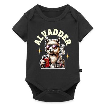 Alvadder Alpaka Papa Vater Vatertag - Baby Premium Kurzarmbody - Schwarz - Vorne