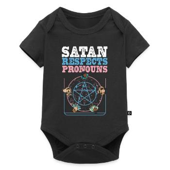 Satan Respects Pronouns Satanic Pentagram - Baby Premium short-sleeve bodysuit - black - Front
