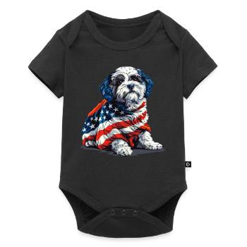 Bichon frisé chien 4 juillet Drapeau américain Cadeaux - Body à manches courtes Premium Bébé - noir - Devant