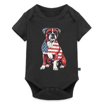 Boxer Dog 4 juillet Drapeau américain Cadeaux pour hommes - Body à manches courtes Premium Bébé - noir - Devant