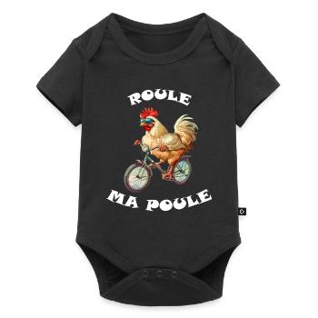 Roule ma poule, poule sur un velo, humour cycliste - Body à manches courtes Premium Bébé - noir - Devant