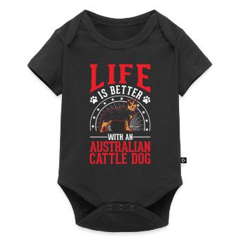 La vie est meilleure avec Australia Cattle Dogs - Body à manches courtes Premium Bébé - noir - Devant