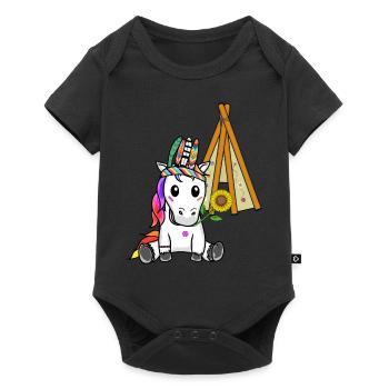 Licorne Tipi Hippie Licornes Chaman Tournesol - Body à manches courtes Premium Bébé - noir - Devant